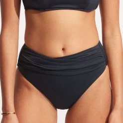 Seafolly Ladies Seafolly Collective High Waist Wrap Front Pant - True Navy -Seafolly shop 40643 942 True 20Navy 3