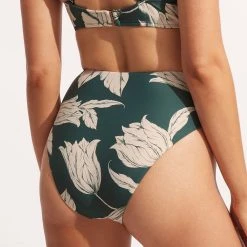 Seafolly Ladies Fleur De Bloom High Waist Wrap Front Pant - Evergreen -Seafolly shop 40643 983 Evergreen 5