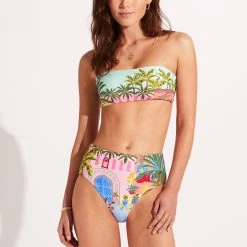 Seafolly Ladies On Vacation High Waisted Pant - Azure 11 Seafolly Ladies On Vacation High Waisted Pant - Azure -Seafolly shop 40646 022 Azure 4