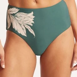 Seafolly Ladies Fleur De Bloom High Waisted Pant - Evergreen 10 Seafolly Ladies Fleur De Bloom High Waisted Pant - Evergreen -Seafolly shop 40646 983 Evergreen 2
