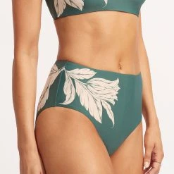 Seafolly Ladies Fleur De Bloom High Waisted Pant - Evergreen 12 Seafolly Ladies Fleur De Bloom High Waisted Pant - Evergreen -Seafolly shop 40646 983 Evergreen 4