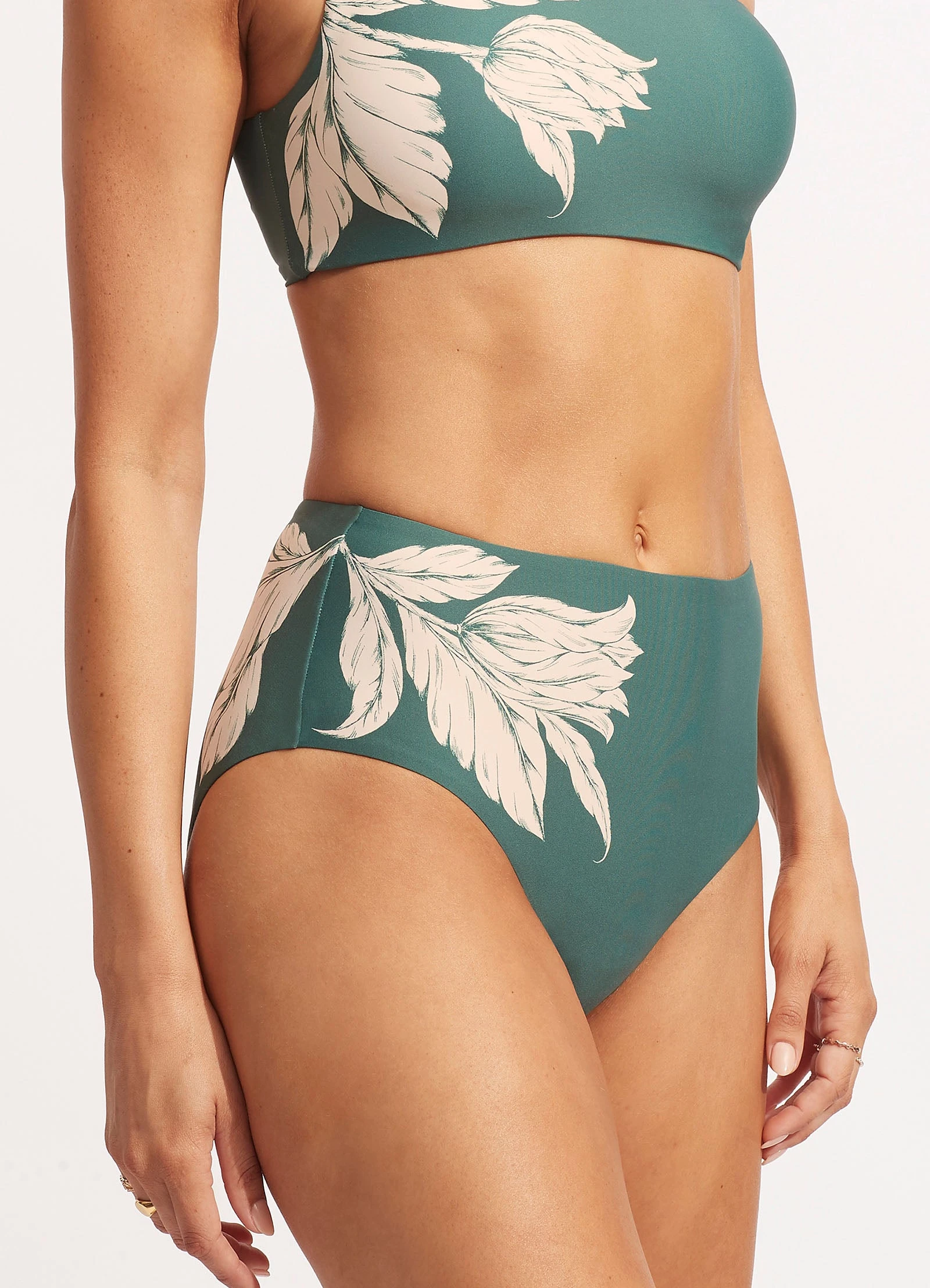 Seafolly Ladies Fleur De Bloom High Waisted Pant - Evergreen 7 Seafolly Ladies Fleur De Bloom High Waisted Pant - Evergreen - Image 5