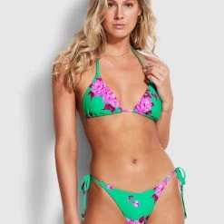 Seafolly Ladies Full Bloom Tie Side Rio Pant - Jade