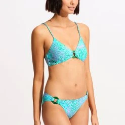 Seafolly Ladies Sea Skin Trim Side Hipster Bikini Bottom - Vivid Green -Seafolly shop 40667 064 VividGreen 5