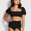 Seafolly Ladies Costa Bella High Waisted Pant - Black 1 Seafolly Ladies Costa Bella High Waisted Pant - Black -Seafolly shop 40676 922 Black 1