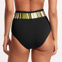 Seafolly Ladies Sun Stripe High Waisted Pant With Belt - Avocado -Seafolly shop 40686 947 Avocado 5
