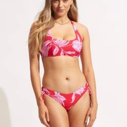 Seafolly Ladies Fleur De Bloom Loop Tie Side Pant - Chilli Red