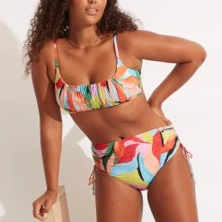 Seafolly Ladies Tropfest Drawstring Hipster - Aquamarine