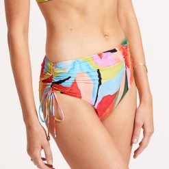 Seafolly Ladies Tropfest Drawstring Hipster - Aquamarine -Seafolly shop 40694 978 Aquamarine 5