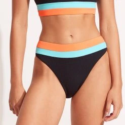 Seafolly Ladies Slice Of Splice High Waisted Bikini Bottom - Black 11 Seafolly Ladies Slice Of Splice High Waisted Bikini Bottom - Black -Seafolly shop 40697 990 Black 3