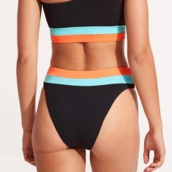 Seafolly Ladies Slice Of Splice High Waisted Bikini Bottom - Black 13 Seafolly Ladies Slice Of Splice High Waisted Bikini Bottom - Black -Seafolly shop 40697 990 Black 5