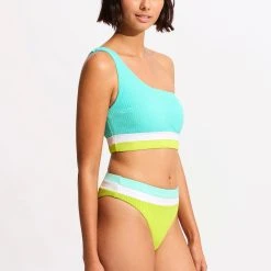 Seafolly Ladies Slice Of Splice High Waisted Bikini Bottom - Lime Burst -Seafolly shop 40697 990 LimeBurst 5