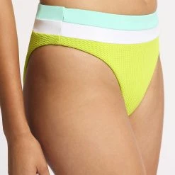 Seafolly Ladies Slice Of Splice High Waisted Bikini Bottom - Lime Burst -Seafolly shop 40697 990 LimeBurst 7