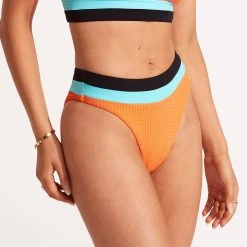 Seafolly Ladies Slice Of Splice High Waisted Bikini Bottom - Tango -Seafolly shop 40697 990 Tango 4