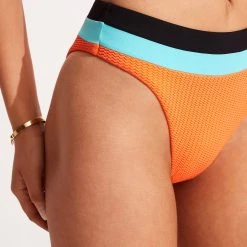 Seafolly Ladies Slice Of Splice High Waisted Bikini Bottom - Tango -Seafolly shop 40697 990 Tango 6