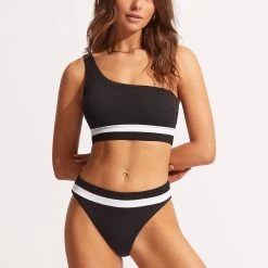 Seafolly Ladies Slice Of Splice High Waisted Bikini Bottom - White 9 Seafolly Ladies Slice Of Splice High Waisted Bikini Bottom - White -Seafolly shop 40697 990 White 4