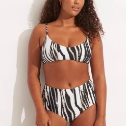 Seafolly Ladies Zahara Ruched Side High Waisted Pant - Black