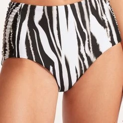 Seafolly Ladies Zahara Ruched Side High Waisted Pant - Black -Seafolly shop 40698 953 Black 3