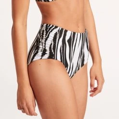 Seafolly Ladies Zahara Ruched Side High Waisted Pant - Black -Seafolly shop 40698 953 Black 5