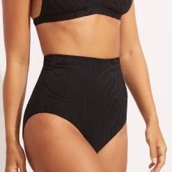 Seafolly Ladies Second Wave High Waist Pant - Black -Seafolly shop 40700 968 Black 4