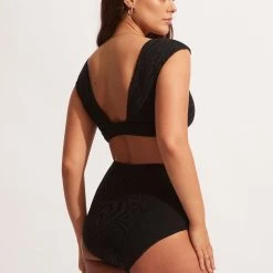 Seafolly Ladies Second Wave High Waist Pant - Black -Seafolly shop 40700 968 Black 6