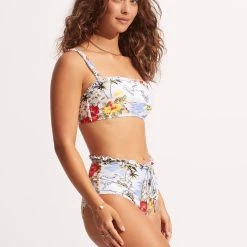 Seafolly Ladies Coast To Coast High Waisted Pant - Powder Blue -Seafolly shop 40705 913 PowderBlue 5