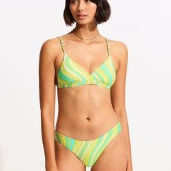 Seafolly Ladies Mod Squad High Cut Rio - Lime Burst