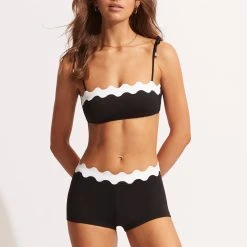 Seafolly Ladies Gia Ric Rac Boyleg - Black -Seafolly shop 40710 717 Black 4