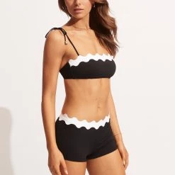 Seafolly Ladies Gia Ric Rac Boyleg - Black -Seafolly shop 40710 717 Black 5