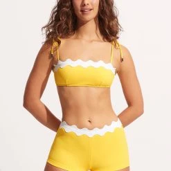 Seafolly Ladies Gia Ric Rac Boyleg - Citron