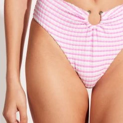 Seafolly Ladies Sorrento Stripe High Waisted Bikini Bottom - Parfait Pink -Seafolly shop 40720 027 ParfaitPnk 7