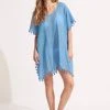 Seafolly Ladies Amnesia Kaftan - Azure -Seafolly shop 52162 Azure 3