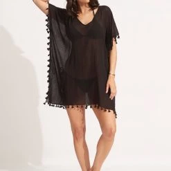 Seafolly Ladies Amnesia Kaftan - Black