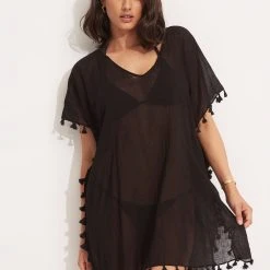 Seafolly Ladies Amnesia Kaftan - Black -Seafolly shop 52162 Black 4