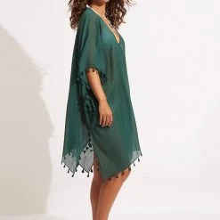 Seafolly Ladies Amnesia Kaftan - Evergreen 10 Seafolly Ladies Amnesia Kaftan - Evergreen -Seafolly shop 52162 Evergreen 3