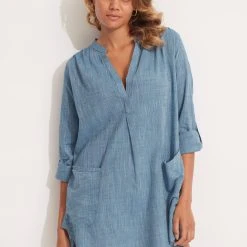 Seafolly Ladies Boyfriend Beach Shirt - Chambray