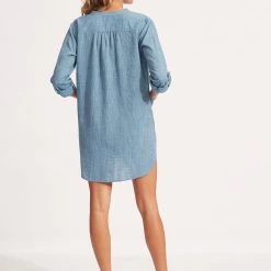 Seafolly Ladies Boyfriend Beach Shirt - Chambray 8 Seafolly Ladies Boyfriend Beach Shirt - Chambray -Seafolly shop 52815 TO Chambray 3