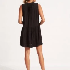Seafolly Ladies Ladder Detail Dress - Black -Seafolly shop 52931 DR Black 3