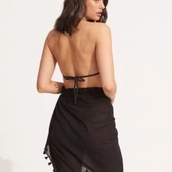 Seafolly Ladies Cotton Gauze Sarong - Black -Seafolly shop 52965 SG Black 3 f8c2a9cf 9ece 44b2 9318 3573894c032d