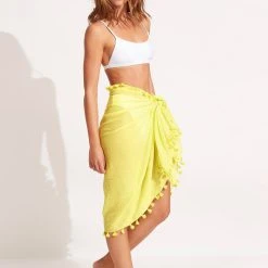 Seafolly Ladies Cotton Gauze Sarong - Celery -Seafolly shop 52965 SG Celery 3