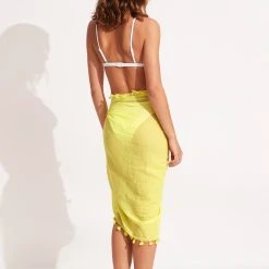 Seafolly Ladies Cotton Gauze Sarong - Celery -Seafolly shop 52965 SG Celery 4