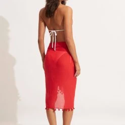 Seafolly Ladies Cotton Gauze Sarong - Chilli 10 Seafolly Ladies Cotton Gauze Sarong - Chilli -Seafolly shop 52965 SG Chilli 4
