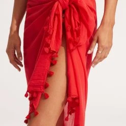 Seafolly Ladies Cotton Gauze Sarong - Chilli 11 Seafolly Ladies Cotton Gauze Sarong - Chilli -Seafolly shop 52965 SG Chilli 5