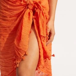 Seafolly Ladies Cotton Gauze Sarong - Mandarin -Seafolly shop 52965 SG Mandarin 6