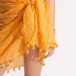 Seafolly Ladies Cotton Gauze Sarong - Rockmelon -Seafolly shop 52965 SG Rockmelon 6