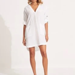 Seafolly Ladies Essential Cover Up - White