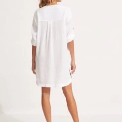Seafolly Ladies Essential Cover Up - White 10 Seafolly Ladies Essential Cover Up - White -Seafolly shop 54020 CU White 4