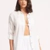 Seafolly Ladies Classic Beach Shirt - White -Seafolly shop 54027 TO White 1 25249e4a c5e7 4b80 a1f2 e7b2e424e334