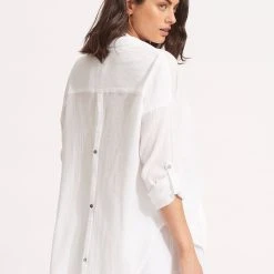 Seafolly Ladies Classic Beach Shirt - White -Seafolly shop 54027 TO White 4 4585db41 9225 427d be9f 1798693d6e51