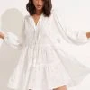Seafolly Ladies Embroidery Tiered Dress - White -Seafolly shop 54155 DR White 1